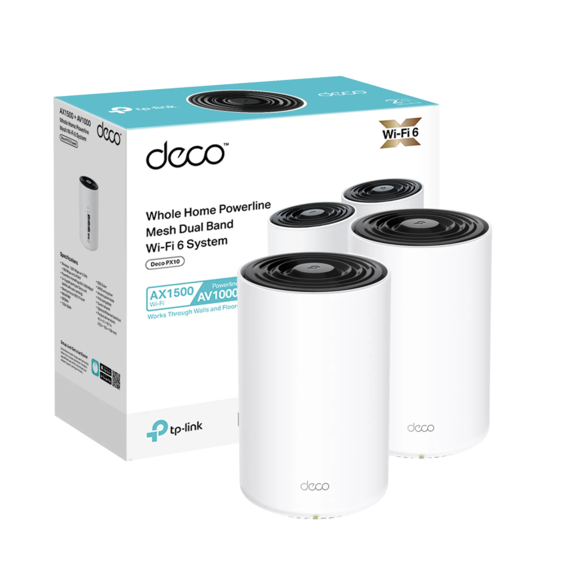 DECO PX10(2-PACK) TP-LINK Sistema Mesh WiFi6 dual band AX1500 + Powerline AV1000 - RE090275 - WIRELESS HOME & OFFICE