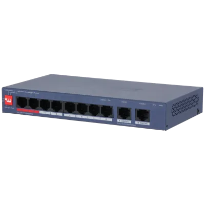 SWITCH POE ADMINISTRADO POR NUBE 8 PUERTOS FAST ETHERNET + 2 PUERTOS GIGABIT - 110 W DAHUA - RE070369 - SWITCHES