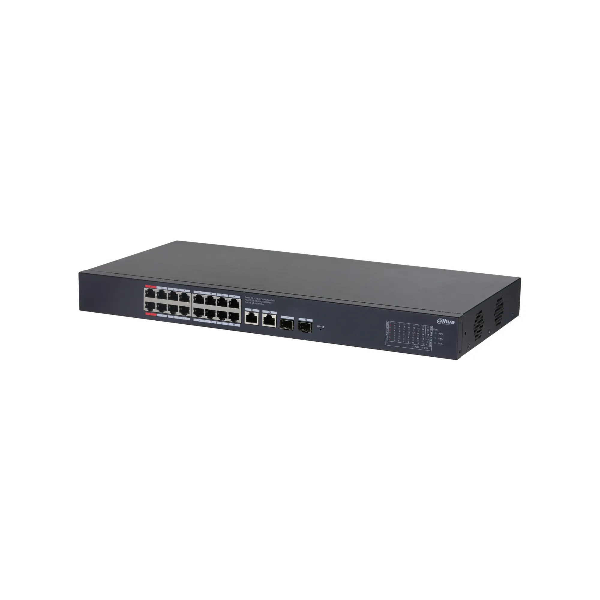 SWITCH ADMINISTRABLE CLOUD 20 PUERTOS - 16 POE DAHUA - RE070220