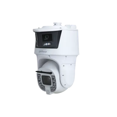 CÁMARA IP PTZ DUAL LENTE, 8 MP + 2×4 MP (PANORÁMICA), LENTE 28 MM, ZOOM ÓPTICO 42X, 4K @ 30 FPS, IR 300 M, AUTOTRACKING, PROTECCIÓN PERIMETRAL + DETECCIÓN DE ROSTRO, LIMPIAPARABRISAS, ALARMA SONORA DAHUA - CC040666 - CAMARAS IP & NVR