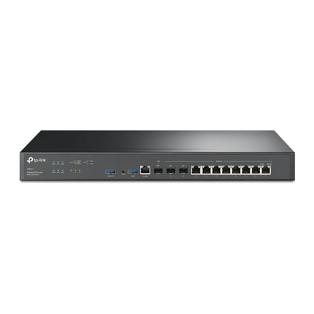 ER8411 TP-Link Router VPN Omada / Puertos: 2×SFP+ 10GE (1 WAN, 1 WAN/LAN), 8×RJ45 Gigabit WAN/LAN TP-LINK OMADA - RE060052