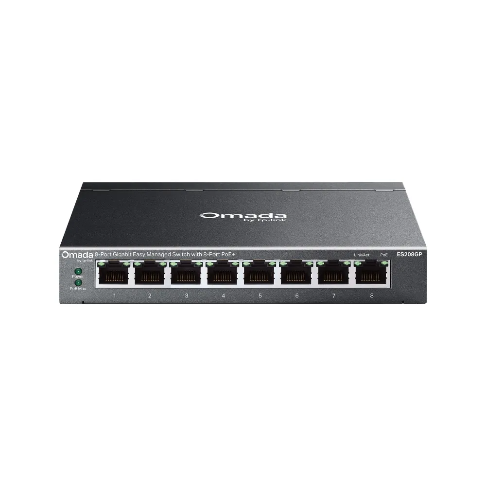 ES208GP OMADA SWITCH EASY MANAGED 8 PUERTOS GIGABIT, 8XPOE+ + 1XRJ45, POE 30W,VLAN, QOS, LAG, IGMP, GESTIÓN OMADA SDN, FANLESS - RE070383 - SWITCHES