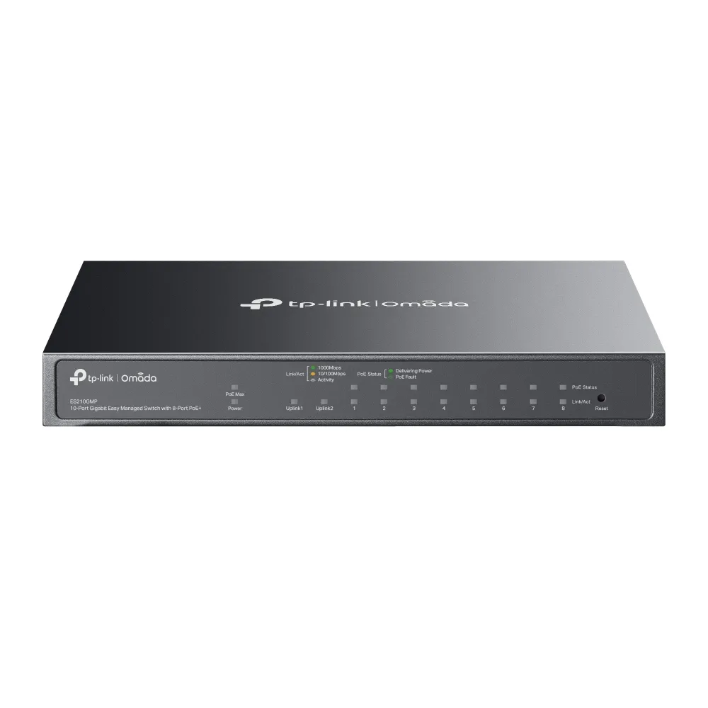 ES210GMP Switch administrable Omada L2+, 8 Gb PoE+ (123W), 1 Gb, 1 combo SFP - RE070353 - SWITCHES