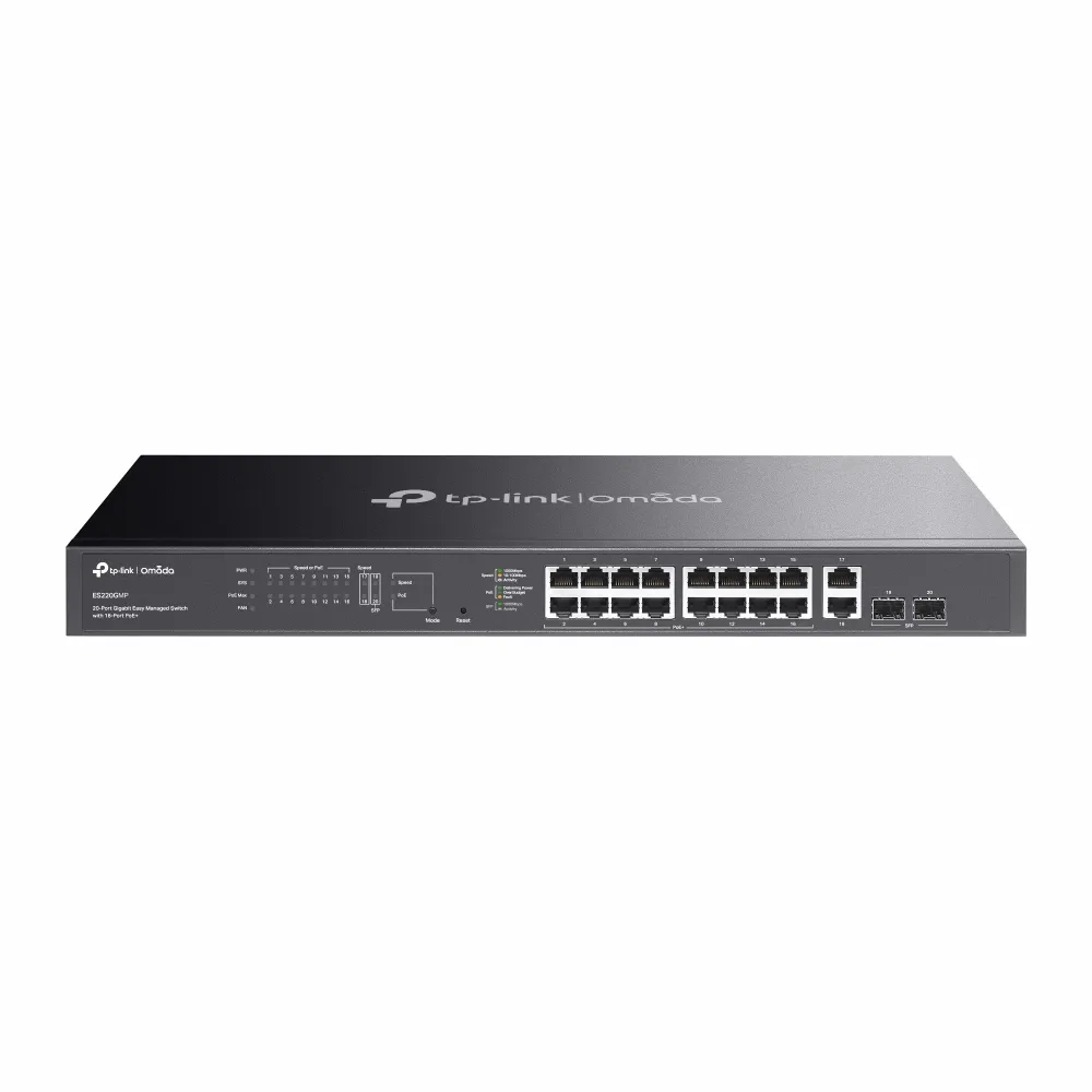 ES220GMP Switch administrable Omada L2+, 16 Gb PoE+ (250W), 2 Gb, 2 SFP 1G - RE070354 - SWITCHES