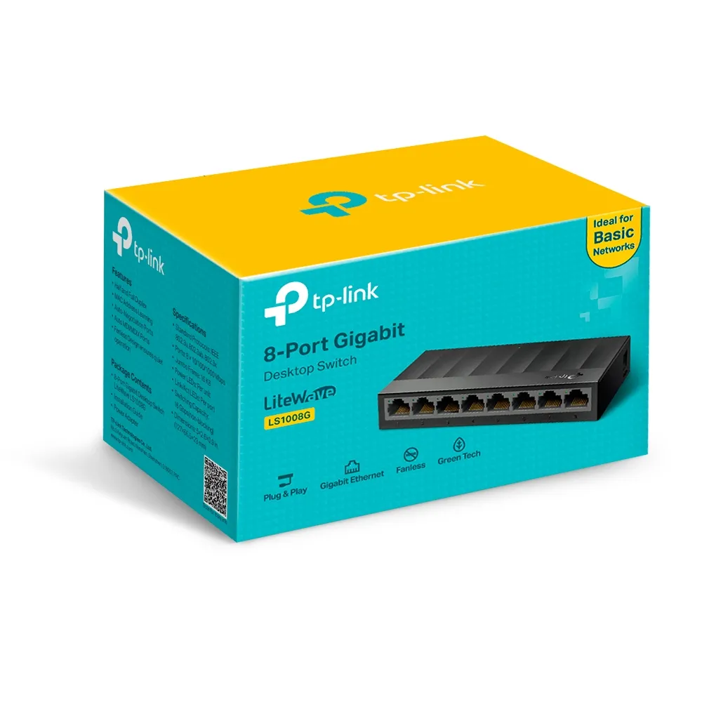 LS1008G Switch TP-LINK no administrable LiteWave 8 puertos Gigabit - RE070245 - SWITCHES