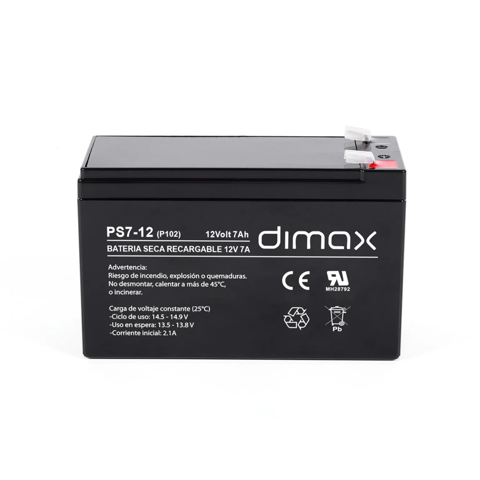 P102-12V7AH . BATERIA DE 12V 7A AMPERIOS IDEAL PARA ALARMAS INTRUSION E INCENDIOS DIMAX - EI020084 - EQUIPOS DE RESPALDO
