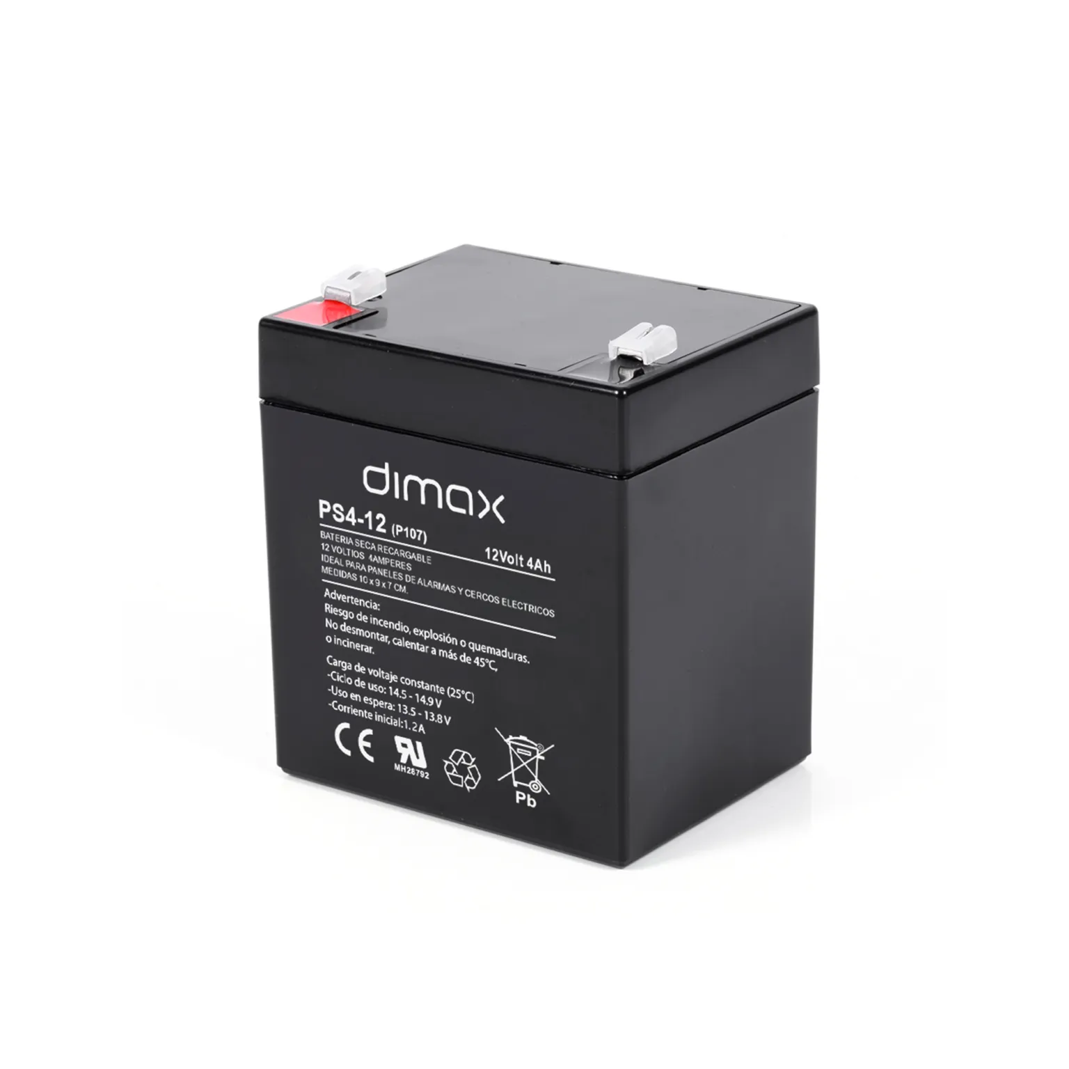 PROMO AGOSTO - P107-12V4AH . BATERIA DE 12V 4 AMPERIOS IDEAL PARA ALARMAS DE INTRUSION E INCENDIOS DIMAX - EI020085 - EQUIPOS DE RESPALDO