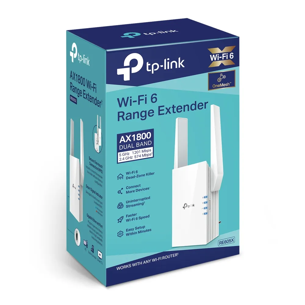RE605X Extensor TP-LINK WiFi 6 AX1800 dual band (5GHz/2.4GHz) - RE090118 - WIRELESS HOME & OFFICE