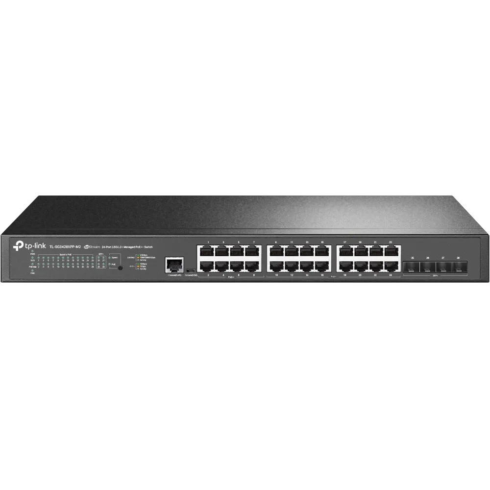 SG3428XPP-M2 Switch administrable Omada L2+, 24×2.5G (8 PoE++/16 PoE+, 500W), 4 SFP+ 10G - RE070361 - SWITCHES