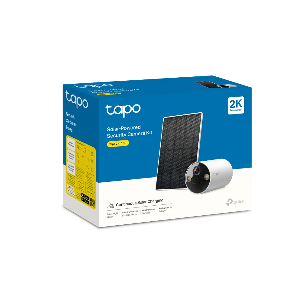 Tapo C410 KIT camara Tapo exterior wifi 3MP 2304x1296 2K + PANEL SOLAR - CC040686 - CAMARAS IP & NVR