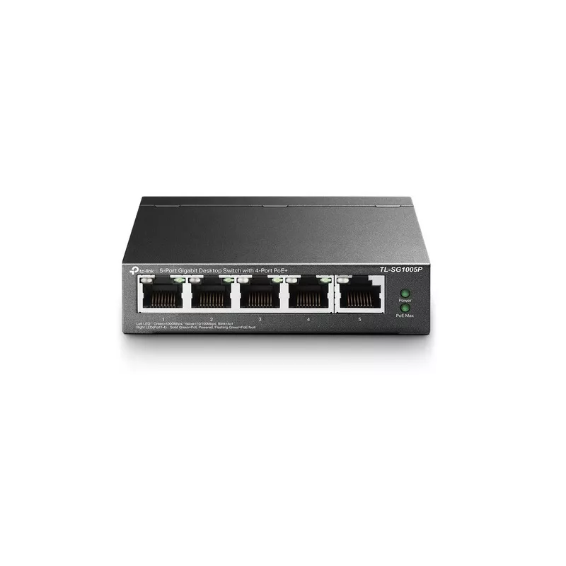 TL-SG1005P Switch TP-LINK no administrable, 5 puertos Gigabit, 4 PoE+ 65W - RE070148 - SWITCHES