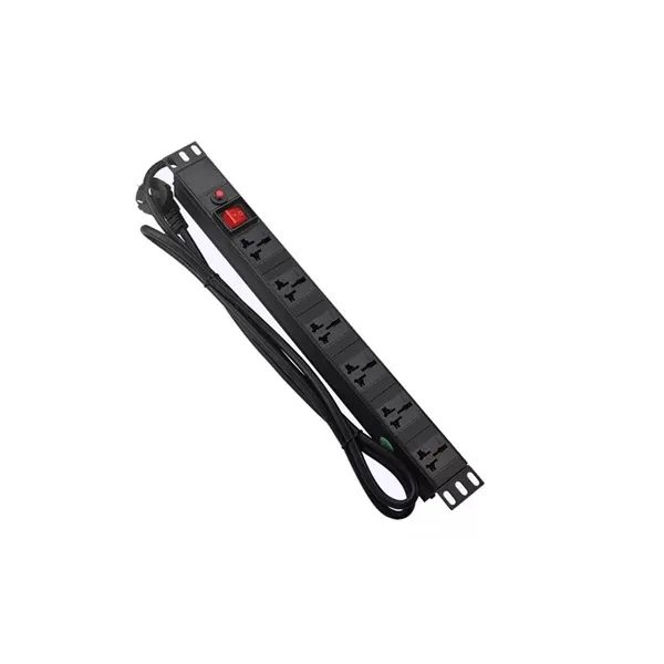 PDU DE 6 TOMAS ZKTECO - PLASTICO 15AMP - CE030065 - RACKS Y GABINETES