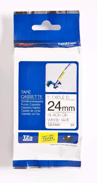 CINTA BROTHER PT-1090/2460/2730VP/9500PC IND TAP BLACK ON WHITE 1" (24MM)