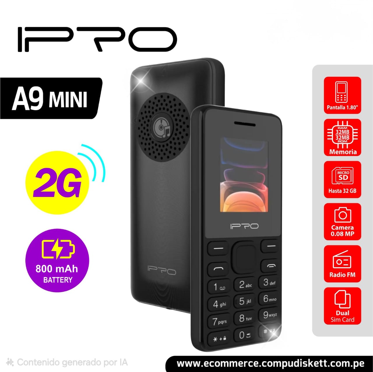 CELULAR IPRO A9MINI 2G BLUE DS