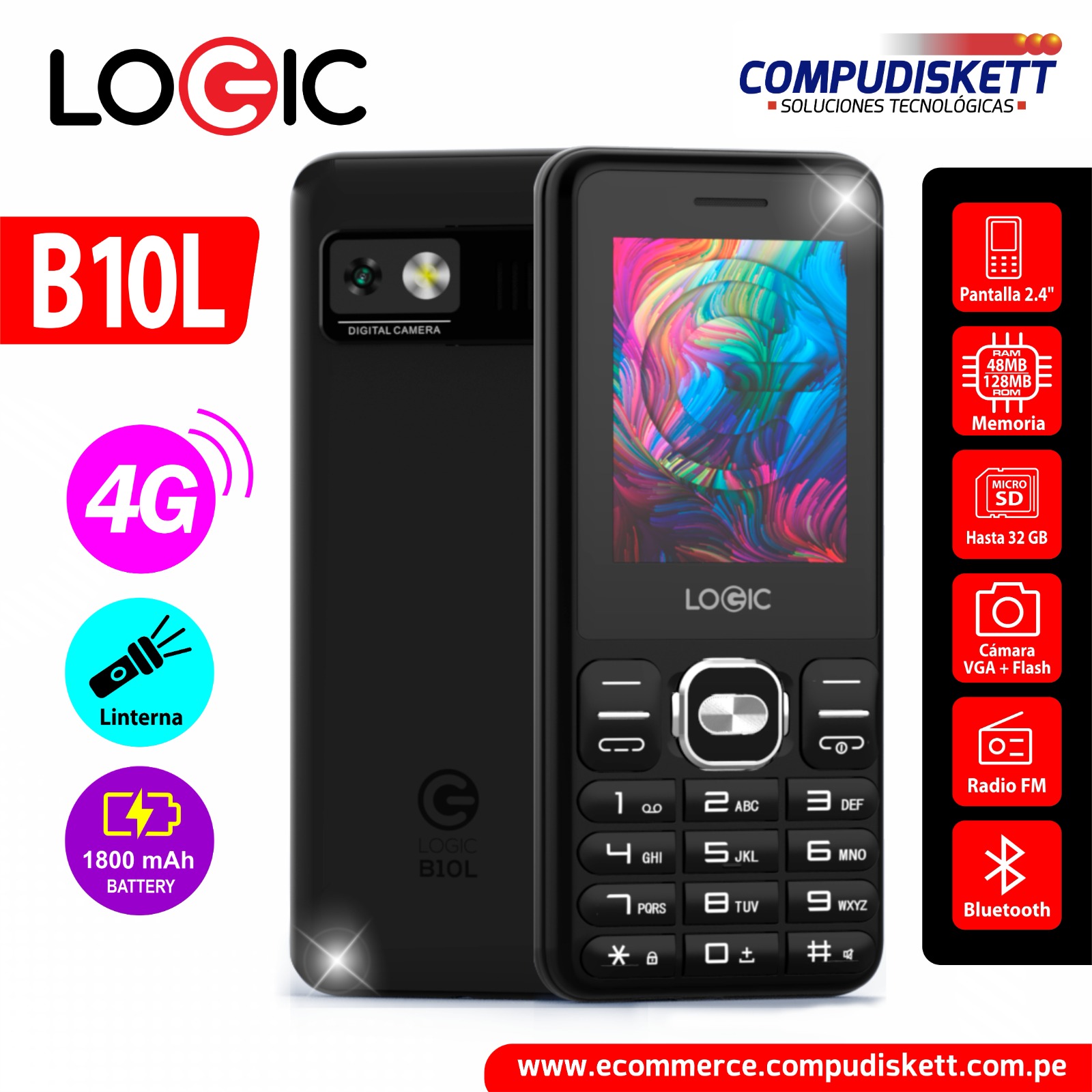 CELULAR LOGIC B10L 4G BLACK DS