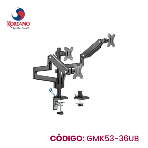BRAZO TRIPLE KOREANO PARA MONITOR DE 17" A 32" GMK53-36UB