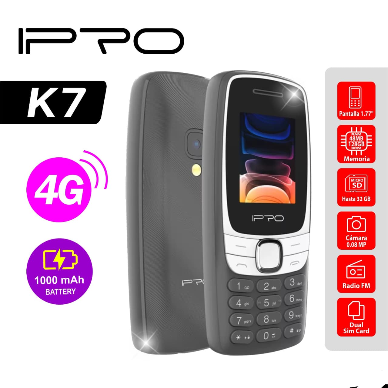 CELULAR IPRO K7 4G BLACK DS