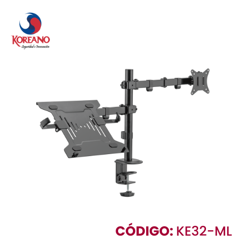 RACK DE ESCRITORIO ARTICULADO PARA MONITORES CON BANDEJA PARA LAPTOP - KE32-ML