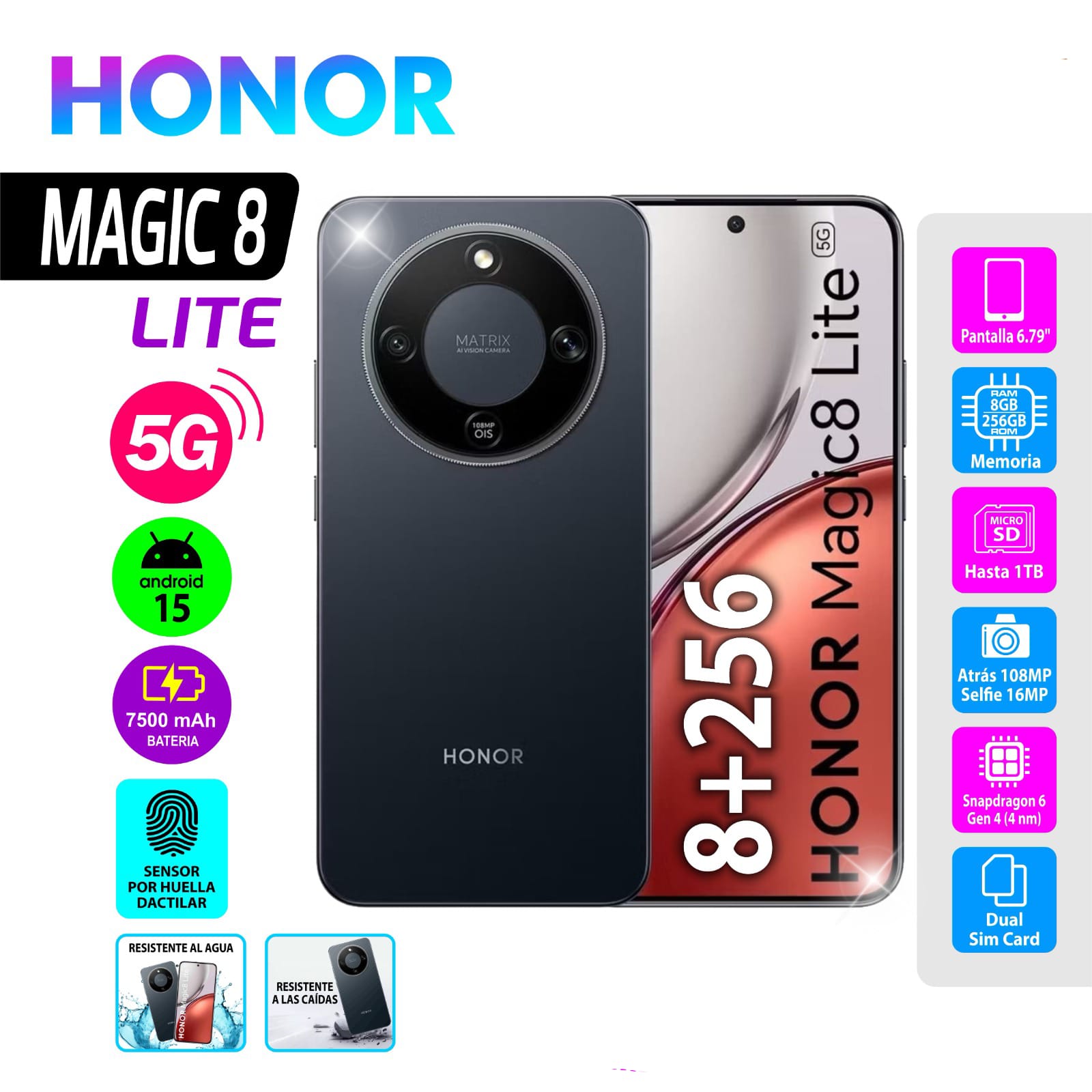 CELULAR HONOR MAGIC 8 LITE 8+256GB 5G FOREST GREEN DS