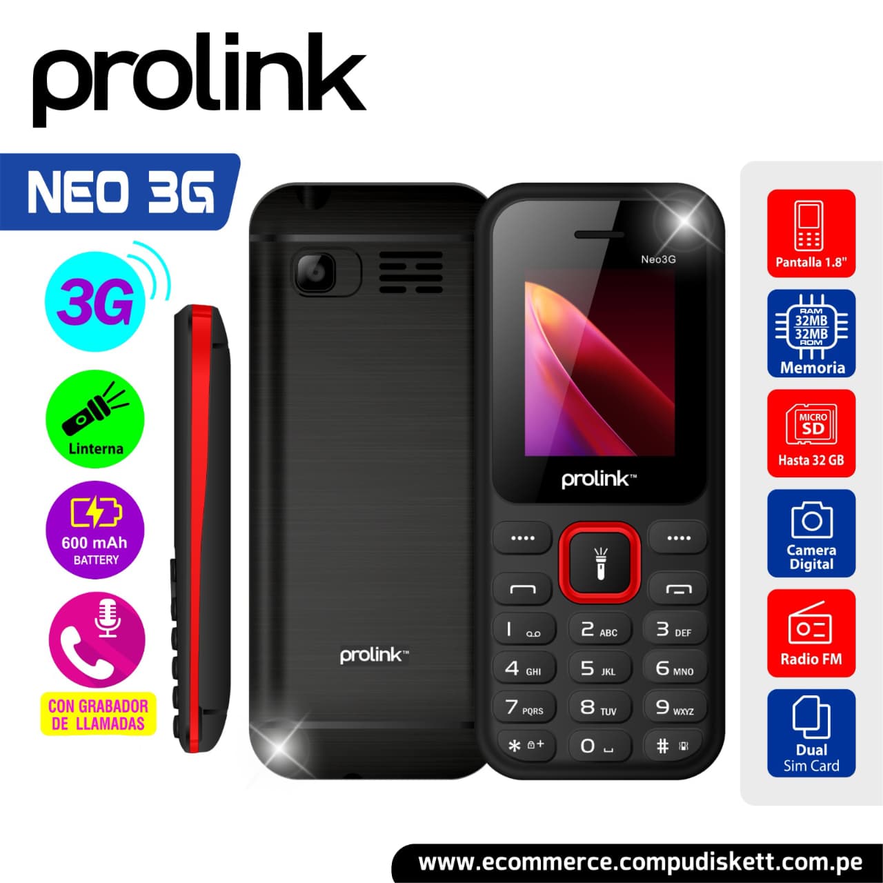 CELULAR PROLINK NEO3G 3G GREY DS