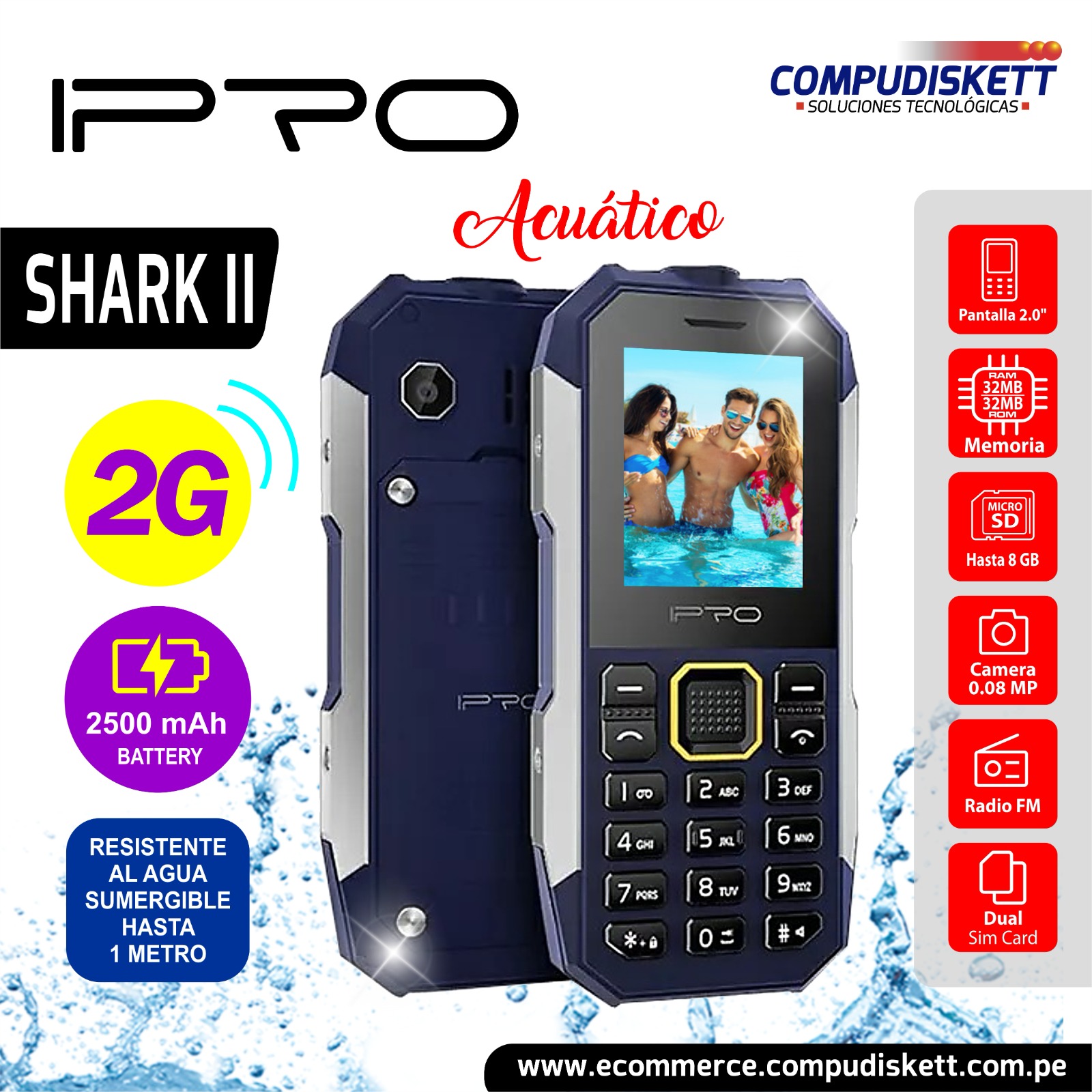 CELULAR IPRO SHARK II 2G GREEN DS