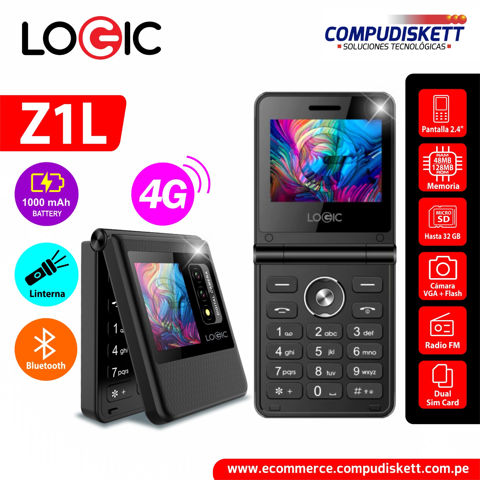 CELULAR LOGIC Z1L 4G LTE BLACK DS