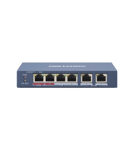 SWITCH 4 PUERTOS 10/100 MBPS POE (1 PUERTO HI POE) ,2 PUERTO UPLINK 10/100 MBPS