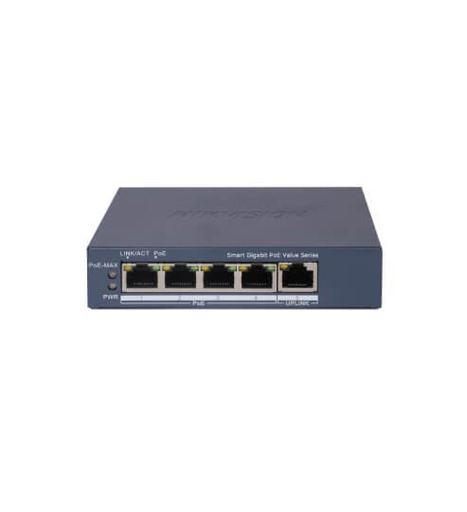 SMART SWITCH ADMINIS 4 POE ALL 1000M (1G) + 1 UP RJ45 GIGABITE - 45W - BAJO CONSUMO