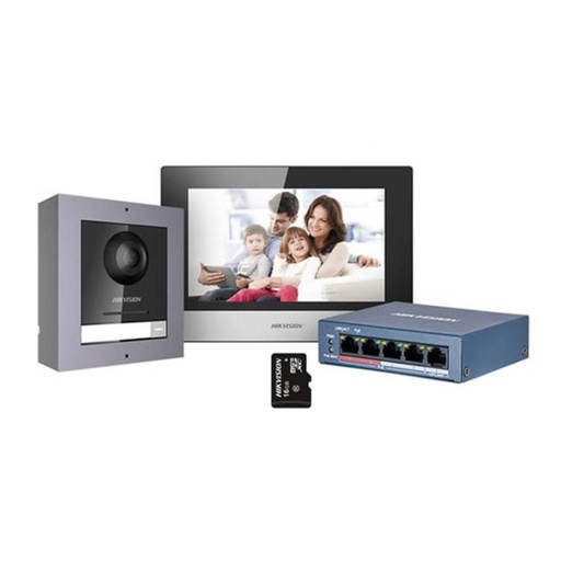 KIT V/PORTERO C/DS-KD8003, DS-KH6320, SWITCH Y SD CARD