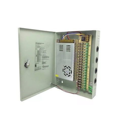 FUENTE PARA 18CH CON GABINETE METALICO 12VDC/20AMP