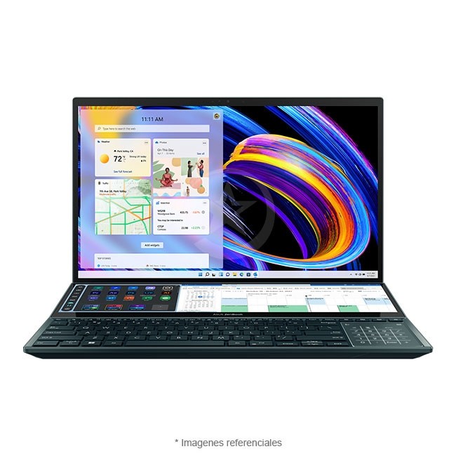 Laptop Asus ZenBook Pro Duo 15 UX582LR, Core i9-10980HK 2.4 GHz, RAM 32GB, SSD 1TB, Video 8GB NVIDIA RTX 3070, OLED 15.6\" UHD 4K Touch + ScreenPad Plus 14\", Windows 11 Pro